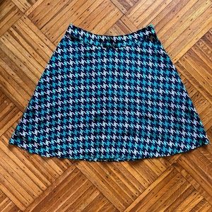 Brooklyn Industries Blue/Teal/Cream Houndstooth Skirt